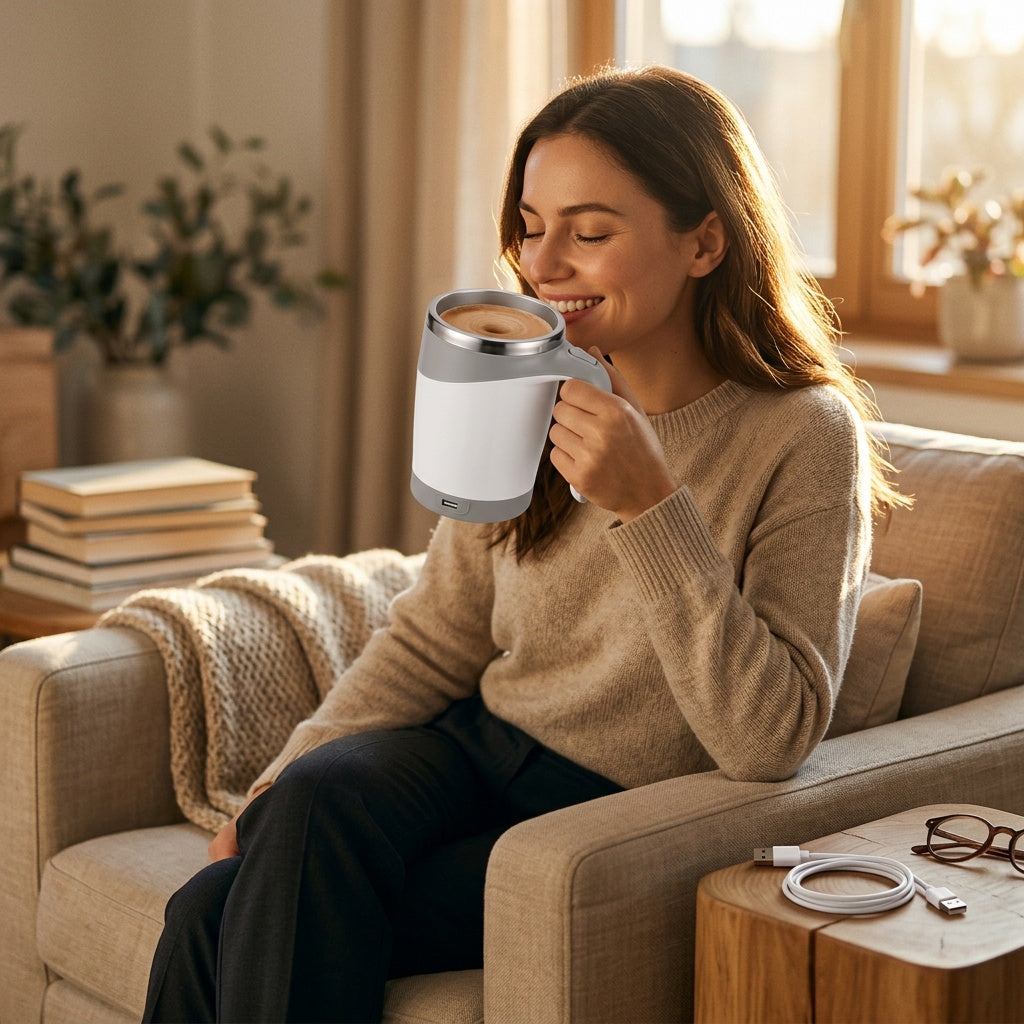 Rechargeable Self-Stirring Mug for Effortless Mixing