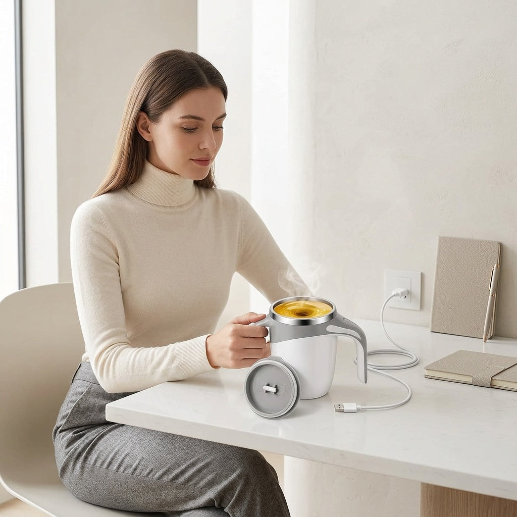 Rechargeable Self-Stirring Mug for Effortless Mixing